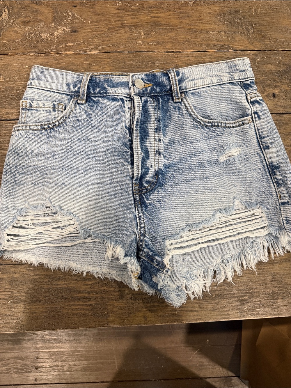 PAC Sun Light Wash Distressed Denim Shorts - (Brand)